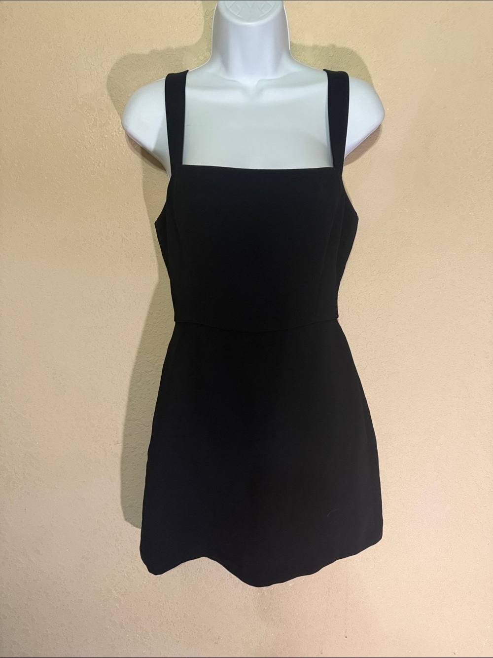 Wilfred Black Square-Neck Mini Dress with Wide Straps